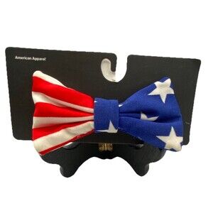 American Apparel Patriotic American Flag USA Stars Stripes Hair Bow Barrette